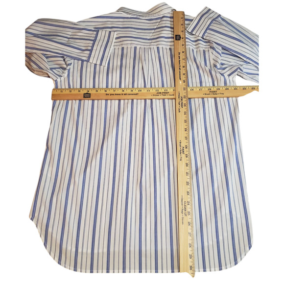 Untuckit Women’s Size 14 Blue Striped Button-Down Shirt – Casual Stretch Cotton - Picture 4 of 7